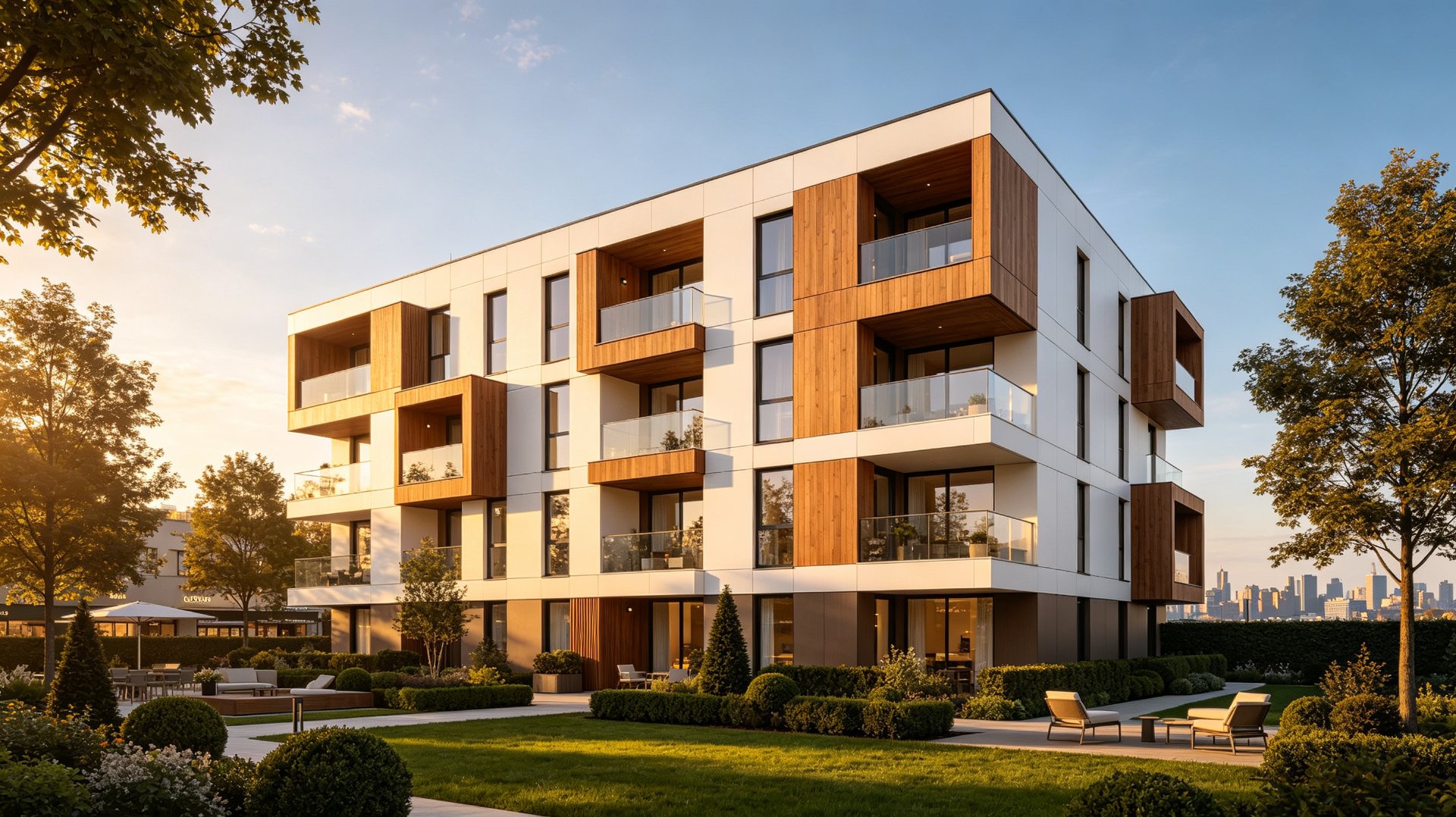 Multi-family residential building with Light Oak HPL cladding